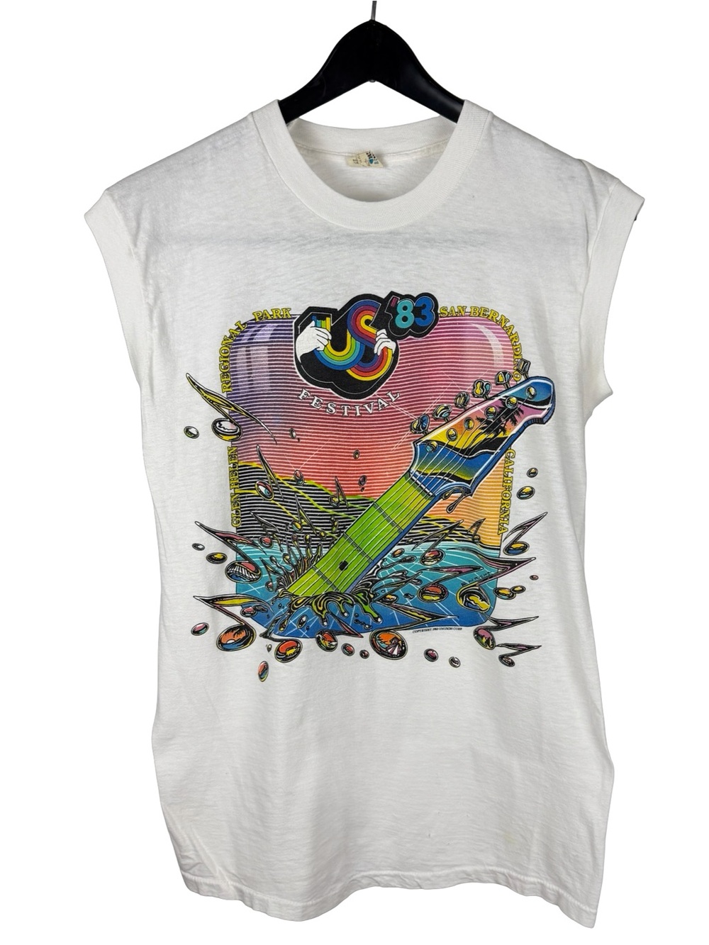 Vintage 1983 US 83 Festival Ozzy The Clash Rock Band Music Tank Shirt Size M